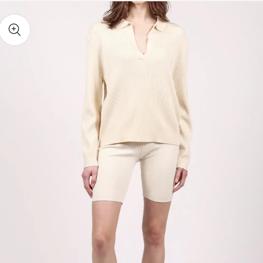BRUNETTE THE LABEL I NWT Set XL/2XL Ribbed Polo and Bike Shorts I cream